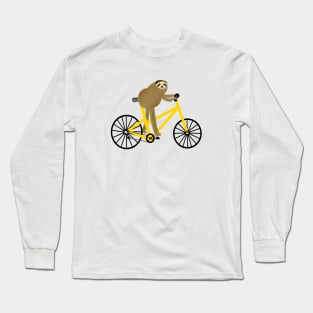 Sloth On A Yellow Bicycle Long Sleeve T-Shirt